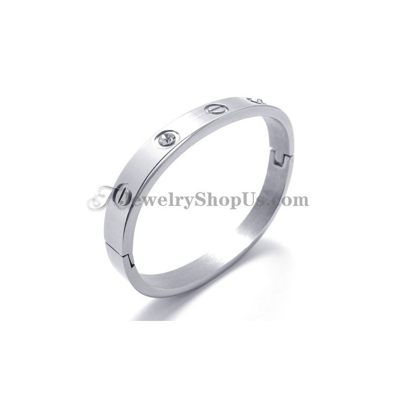 Pulseira De Titânio Prateada Da Moda Com Strass Pulseira De Titânio Prateada Da Moda Com Strass