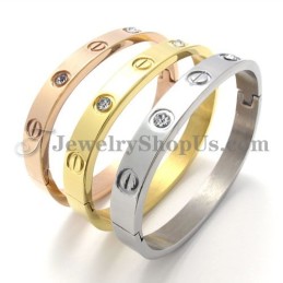 Pulseira De Titânio Prateada Da Moda Com Strass