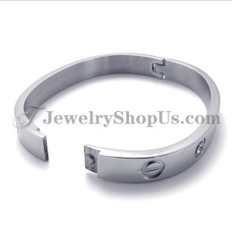 Pulseira De Titânio Prateada Da Moda Com Strass
