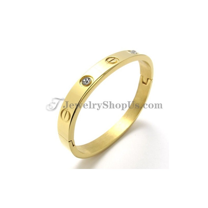 Pulseira De Titânio Dourada Da Moda Com Strass Pulseira De Titânio Dourada Da Moda Com Strass