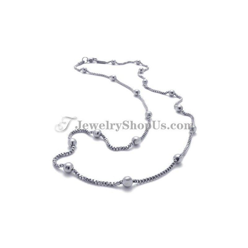 Colar Feminino Elegante Com Contas De Prata E Titânio Colar Feminino Elegante Com Contas De Prata E Titânio