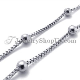 Colar Feminino Elegante Com Contas De Prata E Titânio