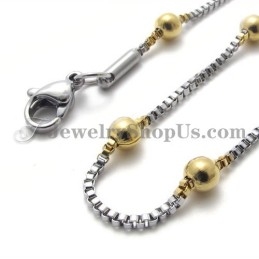 Colar Feminino Elegante Com Contas De Ouro E Titânio