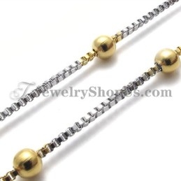 Colar Feminino Elegante Com Contas De Ouro E Titânio