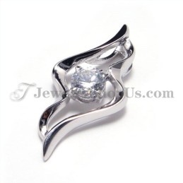 Pingente De Prata 925 Com Zircônia (Platina Galvanizada) Com Corrente Grátis