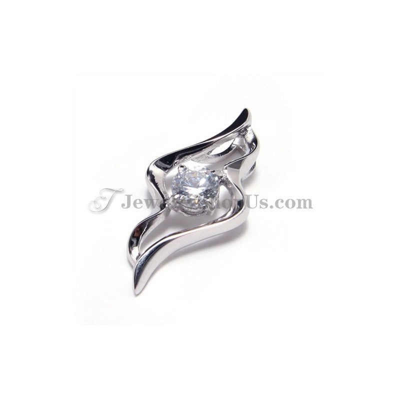 Pingente De Prata 925 Com Zircônia (Platina Galvanizada) Com Corrente Grátis Pingente De Prata 925 Com Zircônia (Platina Galvanizada) Com Corrente Grátis