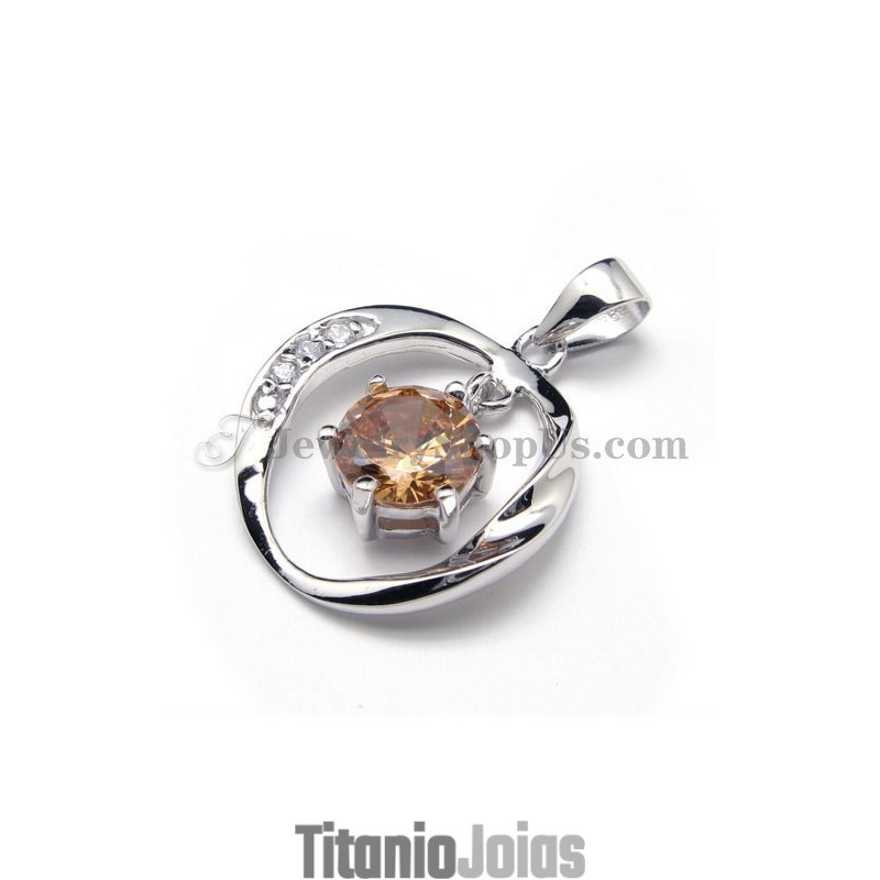 Pingente De Zircônia Em Prata 925 (Platina Galvanizada) Com Corrente Grátis Pingente De Zircônia Em Prata 925 (Platina Galvanizada) Com Corrente Grátis
