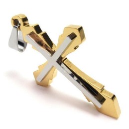 Colar Com Pingente De Cruz De Titânio Puro Dourado Masculino (Novo)