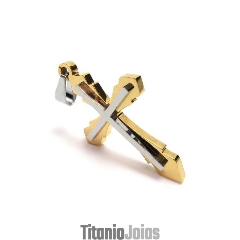 Colar Com Pingente De Cruz De Titânio Puro Dourado Masculino (Novo) Colar Com Pingente De Cruz De Titânio Puro Dourado Masculino (Novo)