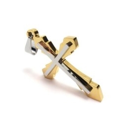 Colar Com Pingente De Cruz De Titânio Puro Dourado Masculino (Novo)