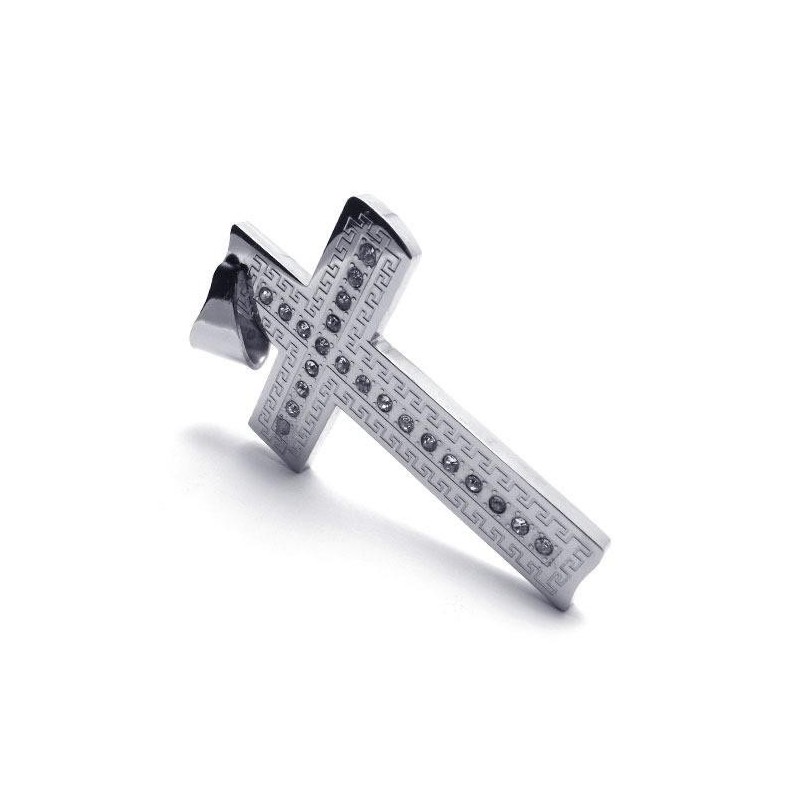 Colar Com Pingente De Cruz Em Titânio Puro E Prata Para Homens (Novo) Colar Com Pingente De Cruz Em Titânio Puro E Prata Para Homens (Novo)