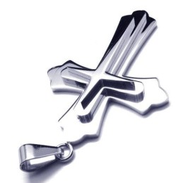 Colar Com Pingente De Cruz De Titânio Puro E Prata Masculino (Novo)