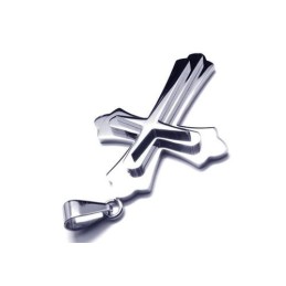 Colar Com Pingente De Cruz De Titânio Puro E Prata Masculino (Novo)