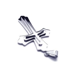 Colar Com Pingente De Cruz De Titânio Puro E Prata Masculino (Novo)