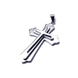 Colar Com Pingente De Cruz De Titânio Puro E Prata Masculino (Novo)