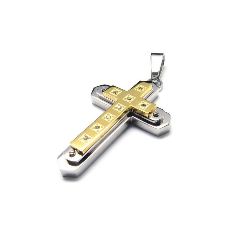 Colar Com Pingente De Cruz De Titânio Puro Dourado Masculino Colar Com Pingente De Cruz De Titânio Puro Dourado Masculino