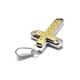 Colar Com Pingente De Cruz De Titânio Puro Dourado Masculino