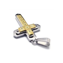 Colar Com Pingente De Cruz De Titânio Puro Dourado Masculino