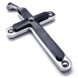 Colar Com Pingente De Cruz De Titânio Puro Preto Masculino