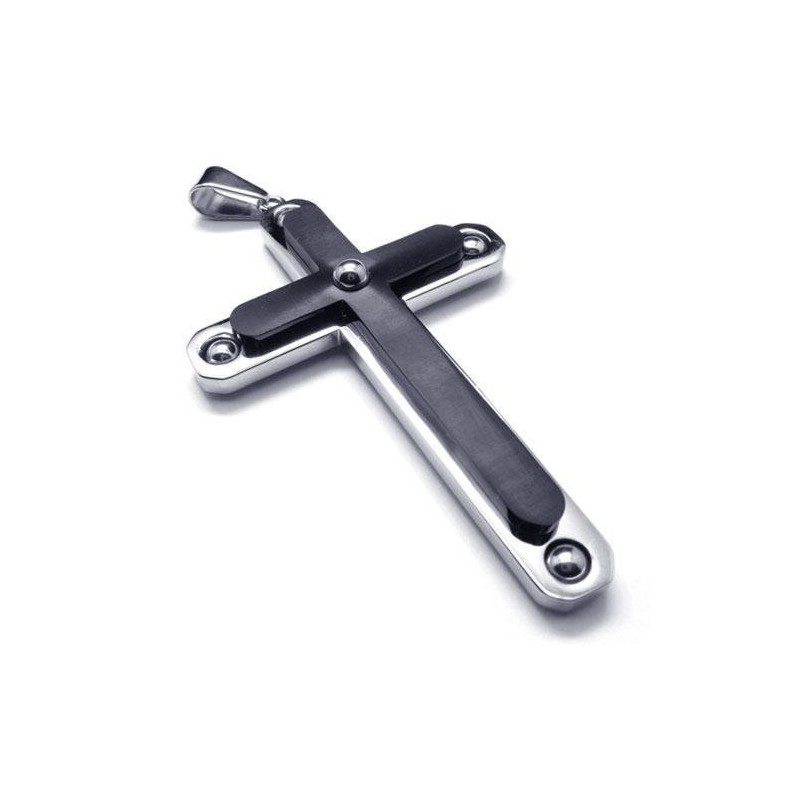 Colar Com Pingente De Cruz De Titânio Puro Preto Masculino Colar Com Pingente De Cruz De Titânio Puro Preto Masculino