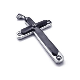 Colar Com Pingente De Cruz De Titânio Puro Preto Masculino