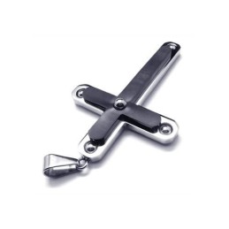 Colar Com Pingente De Cruz De Titânio Puro Preto Masculino