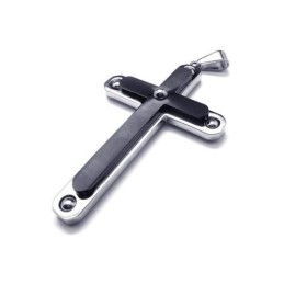 Colar Com Pingente De Cruz De Titânio Puro Preto Masculino