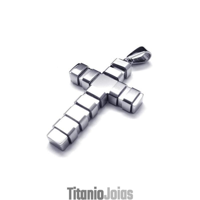 Colar Com Pingente De Cruz Em Titânio Puro E Prata Para Homens (Novo) Colar Com Pingente De Cruz Em Titânio Puro E Prata Para Homens (Novo)