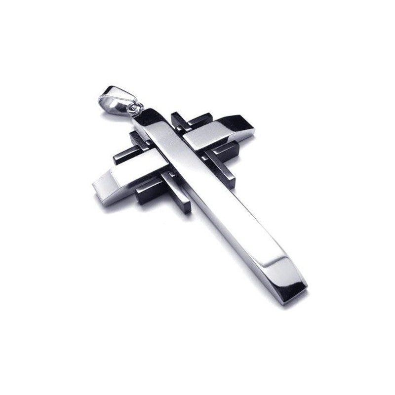 Colar Com Pingente De Cruz De Titânio Puro E Prata Preta Para Homens Colar Com Pingente De Cruz De Titânio Puro E Prata Preta Para Homens
