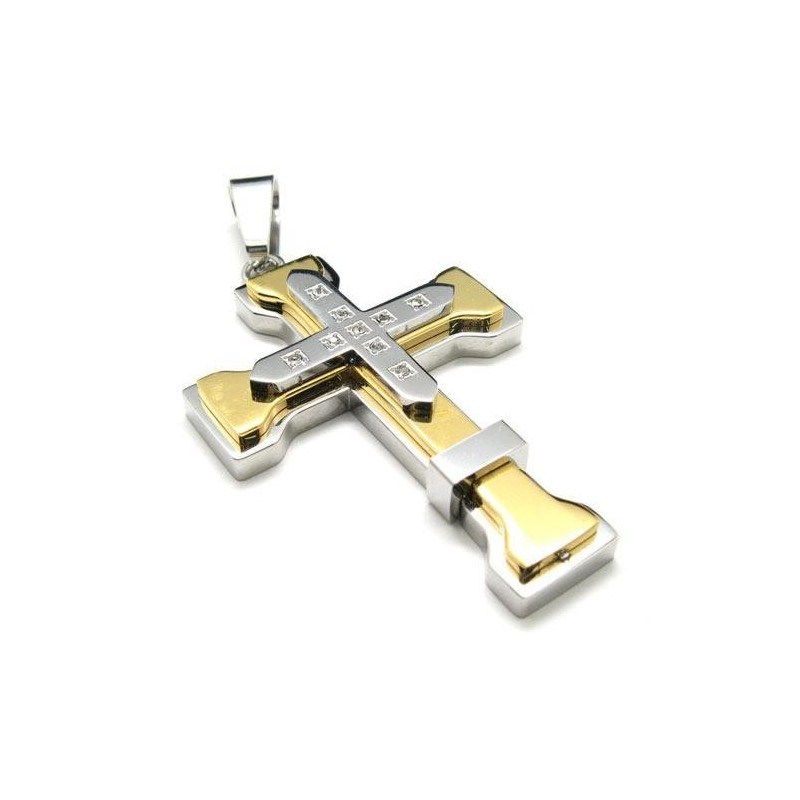 Colar Com Pingente De Cruz De Titânio Puro Dourado Masculino (Novo) Colar Com Pingente De Cruz De Titânio Puro Dourado Masculino (Novo)