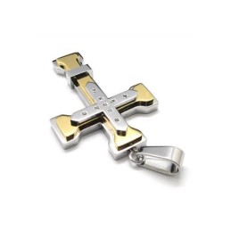 Colar Com Pingente De Cruz De Titânio Puro Dourado Masculino (Novo)