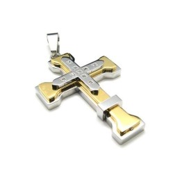 Colar Com Pingente De Cruz De Titânio Puro Dourado Masculino (Novo)