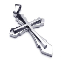 Colar Masculino Com Pingente De Cruz Em Titânio Puro E Prata (Novo)