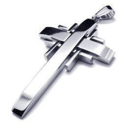 Colar Com Pingente De Cruz De Titânio Puro Prateado Masculino (Novo)