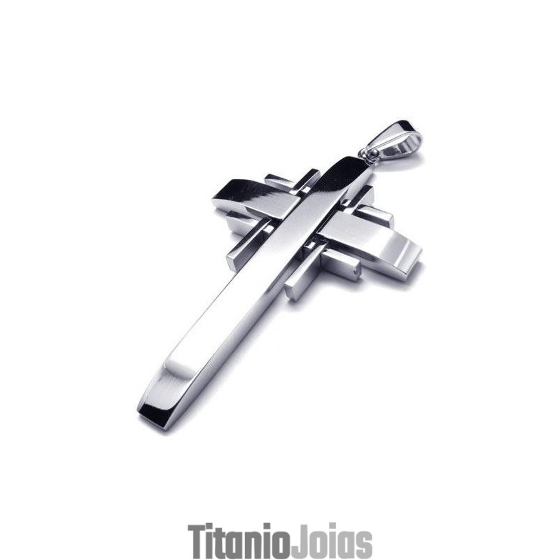 Colar Com Pingente De Cruz De Titânio Puro Prateado Masculino (Novo) Colar Com Pingente De Cruz De Titânio Puro Prateado Masculino (Novo)
