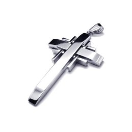Colar Com Pingente De Cruz De Titânio Puro Prateado Masculino (Novo)