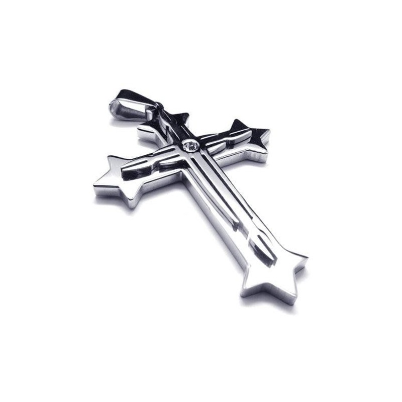 Colar Com Pingente De Cruz Em Titânio Puro E Prata Para Homens (Novo) Colar Com Pingente De Cruz Em Titânio Puro E Prata Para Homens (Novo)