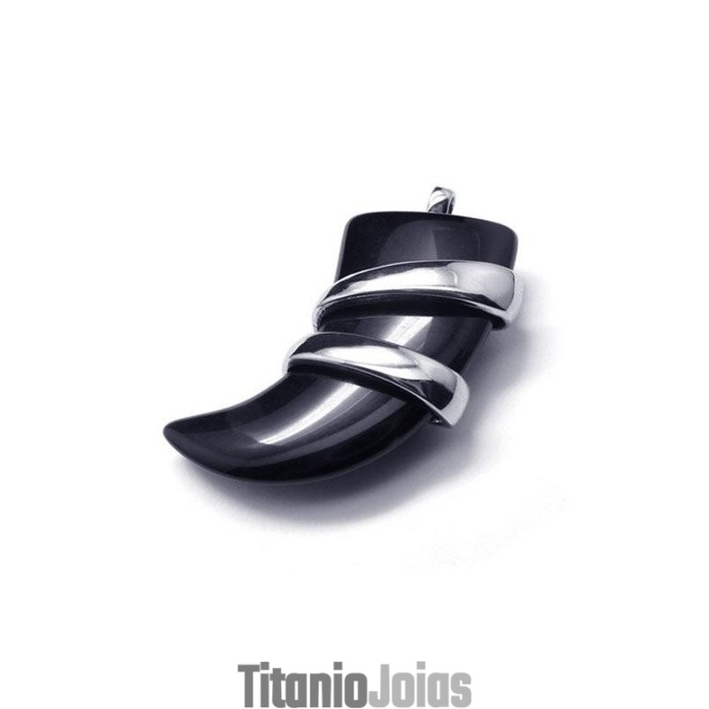 Colar Com Pingente De Lança De Ônix De Titânio Puro Masculino Colar Com Pingente De Lança De Ônix De Titânio Puro Masculino