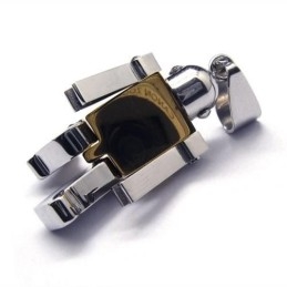 Colar Com Pingente De Robô De Titânio Puro Dourado Masculino (Novo)