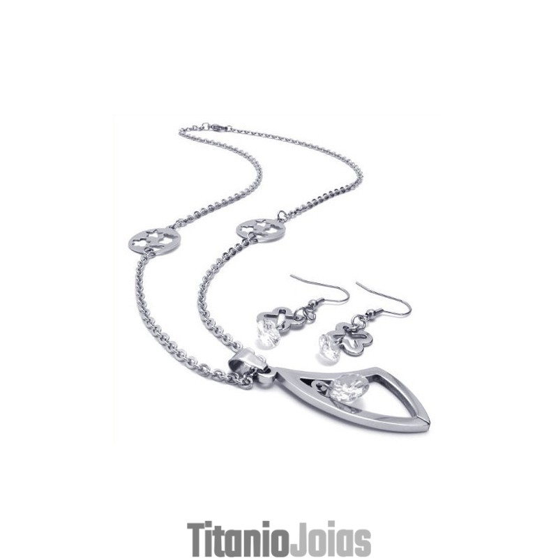 Conjunto De Joias De Titânio De Alta Qualidade Com Design Atraente E Brilho De Cores, Incluindo Colar, Pingente E Brinco