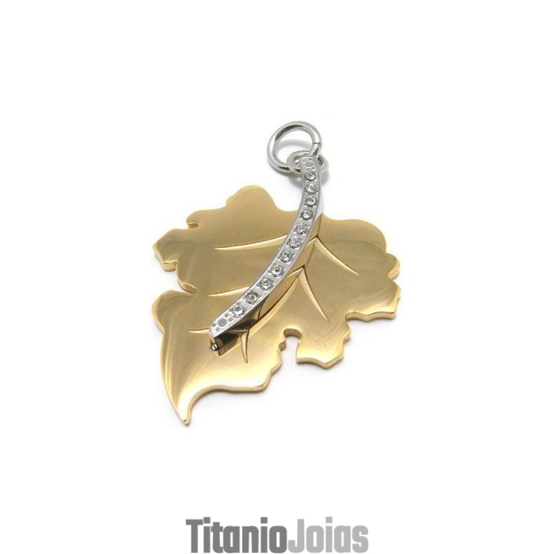 Colar Com Pingente De Folha De Bordo De Titânio Puro Dourado Masculino Colar Com Pingente De Folha De Bordo De Titânio Puro Dourado Masculino