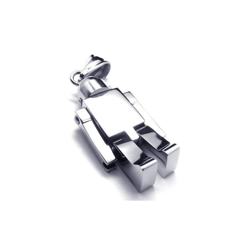 Colar Com Pingente De Robô Em Titânio Puro Prateado Masculino (Novo) Colar Com Pingente De Robô Em Titânio Puro Prateado Masculino (Novo)