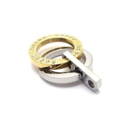 Colar Com Pingente De Anéis De Titânio Puro Dourado E Prateado