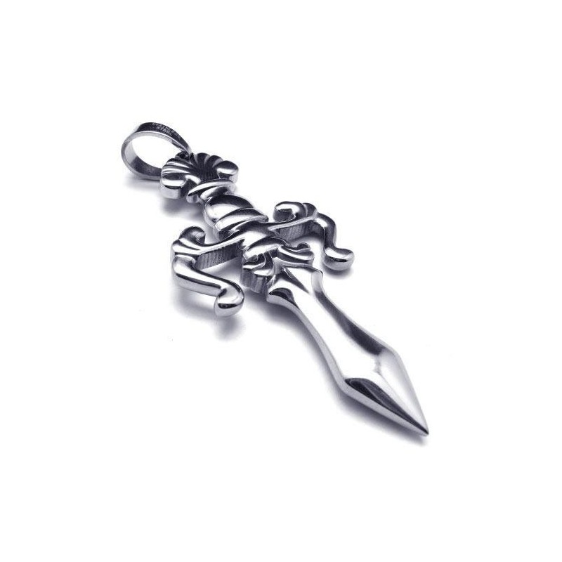 Colar Com Pingente De Espada Cruzada De Titânio Puro Prateado Para Homens Colar Com Pingente De Espada Cruzada De Titânio Puro Prateado Para Homens