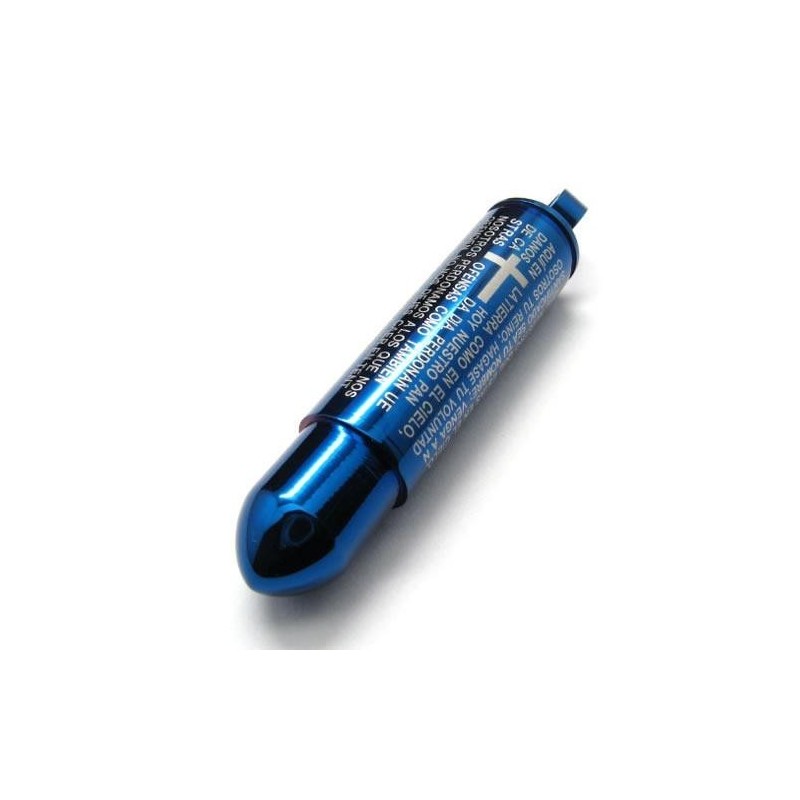Colar Masculino De Titânio Puro Azul Com Pingente De Bala E Cruz