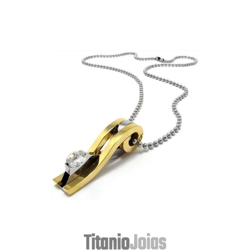 Colar Com Pingente De Titânio Puro Dourado Masculino (Novo) Colar Com Pingente De Titânio Puro Dourado Masculino (Novo)