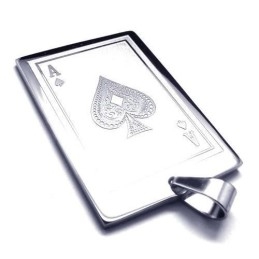 Colar Com Pingente De Cartas De Baralho De Titânio Puro Masculino