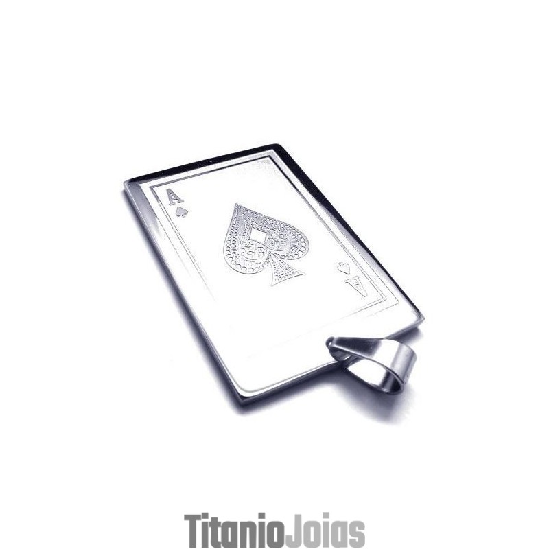 Colar Com Pingente De Cartas De Baralho De Titânio Puro Masculino Colar Com Pingente De Cartas De Baralho De Titânio Puro Masculino
