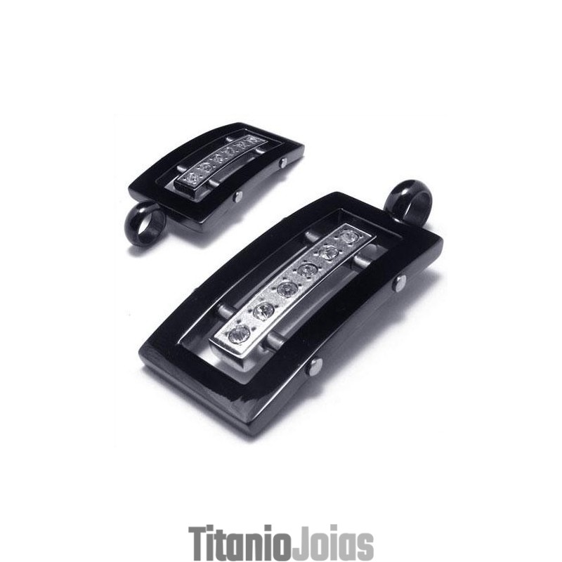 Colar Com Pingente De Titânio Puro Preto E Prata Masculino Colar Com Pingente De Titânio Puro Preto E Prata Masculino