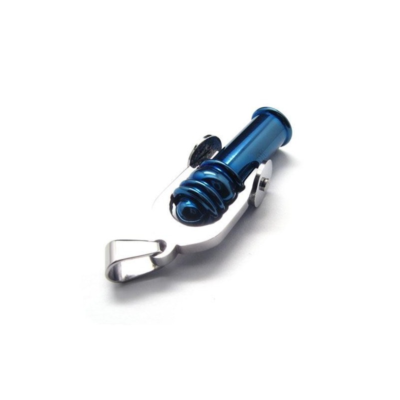 Colar Com Pingente De Canhão De Titânio Puro Azul Masculino 6466 Colar Com Pingente De Canhão De Titânio Puro Azul Masculino 6466